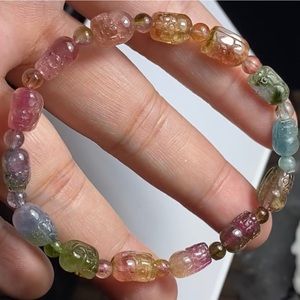 Watermelon 🍉 tourmaline Pi-Xiu bracelet
